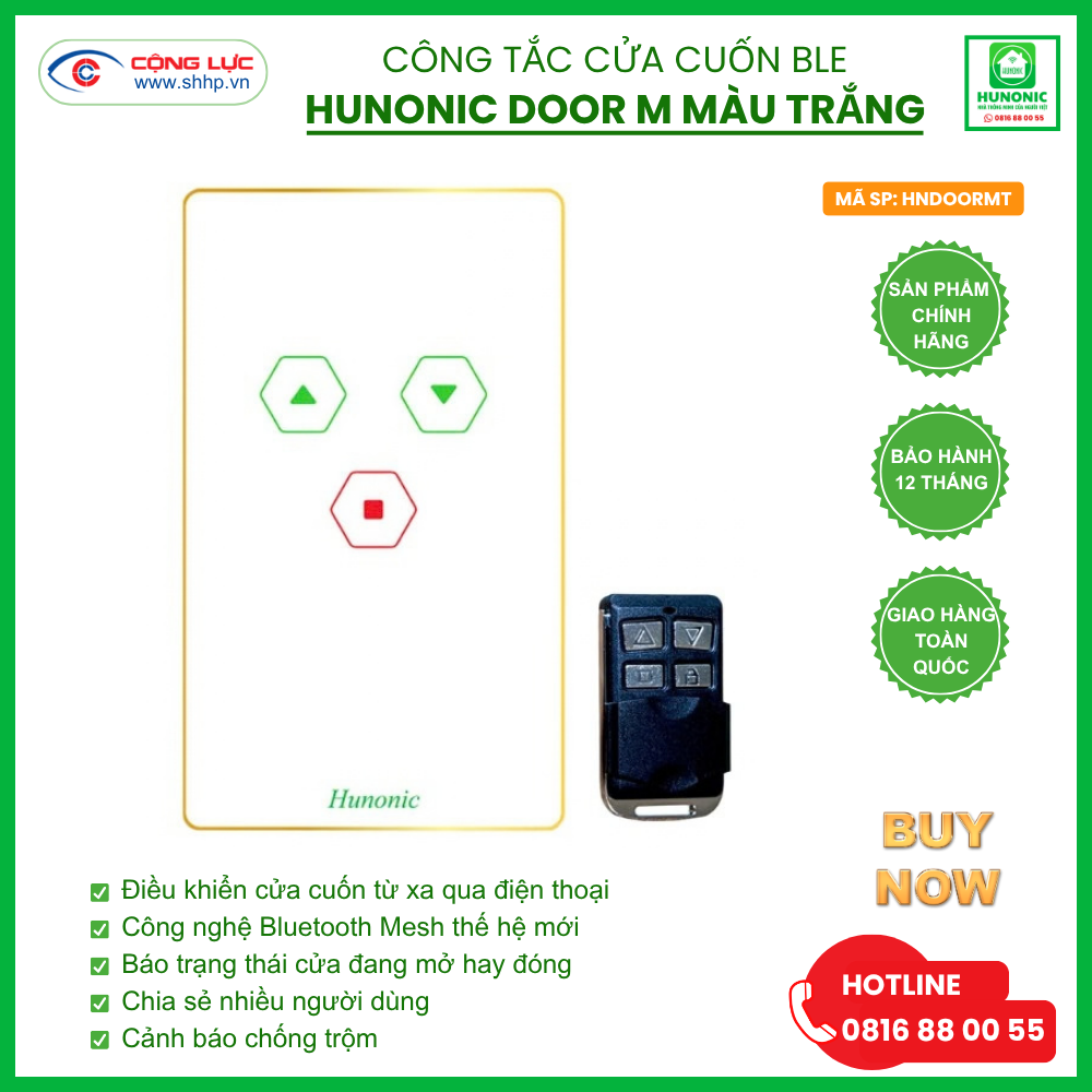 Công tắc Cửa Cuốn BLE Mesh Hunonic Door M màu Trắng