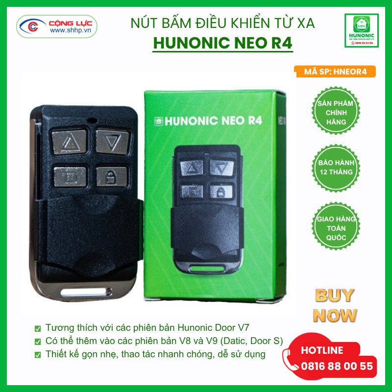 Nút Bấm Cửa Cuốn Điều Khiển Từ Xa Hunonic NEO R4
