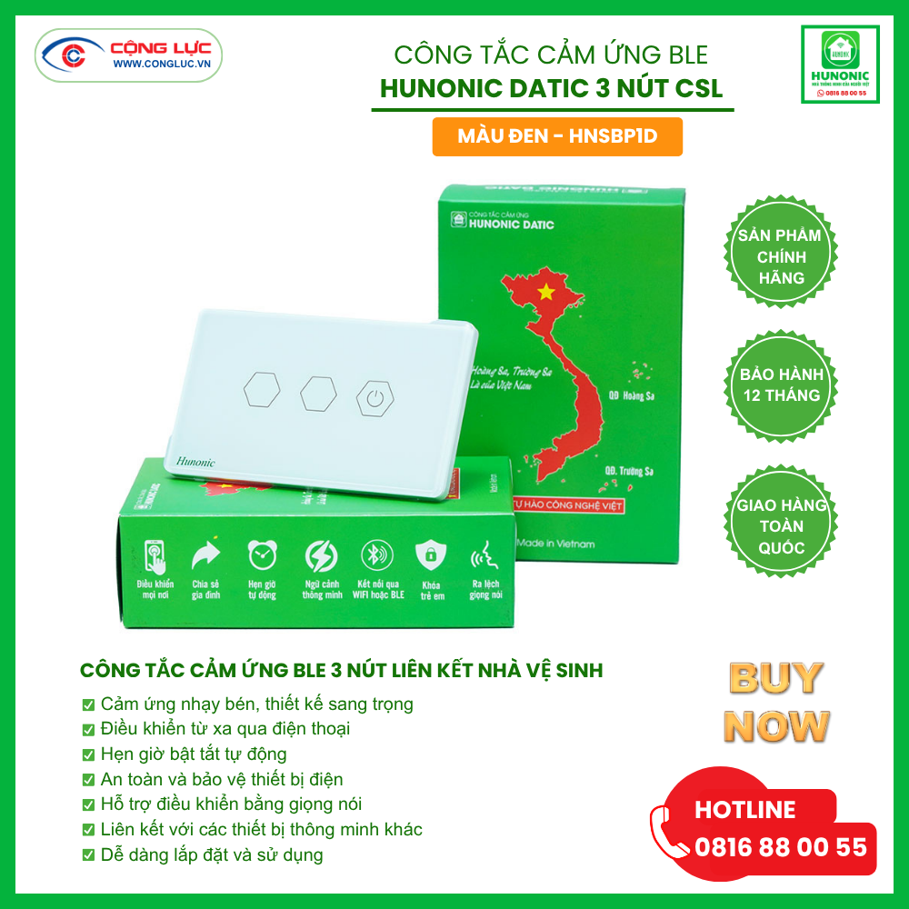 Công Tắc 3 Nút BLE Liên Kết Nhà Vệ Sinh Thông Minh Màu Trắng