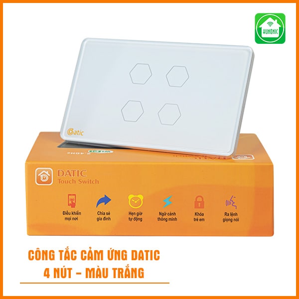 Công tắc cảm ứng Datic 4 nút màu trắng