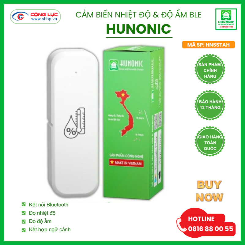 Cảm Biến Nhiệt Độ Và Độ Ẩm BLE Hunonic