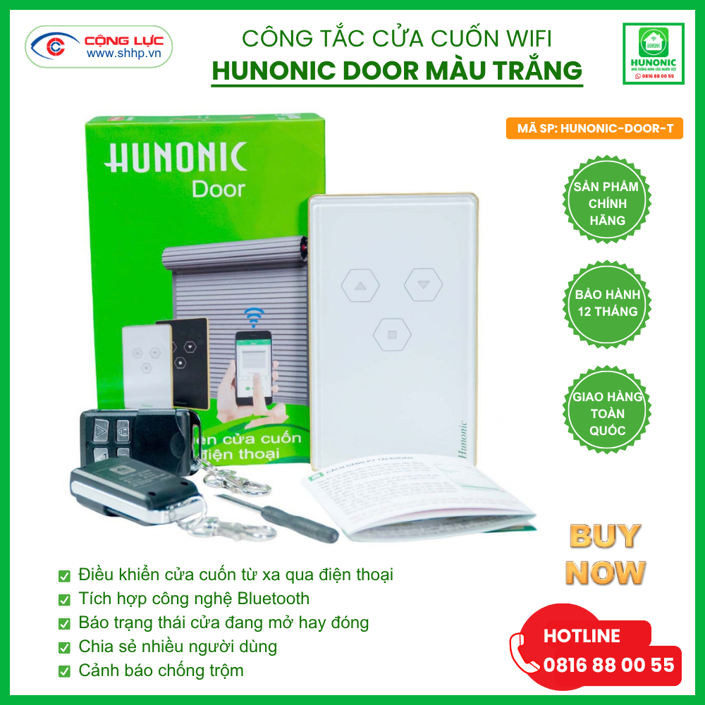 Công tắc Cửa Cuốn Wifi Hunonic Door màu Trắng