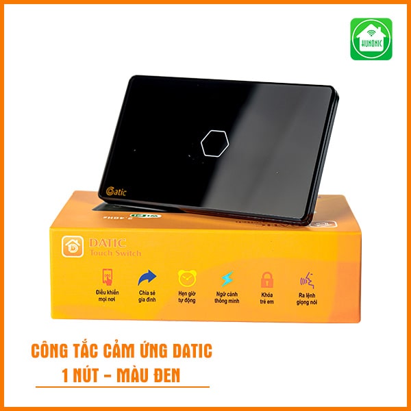 Công tắc cảm ứng Datic 1 nút màu đen