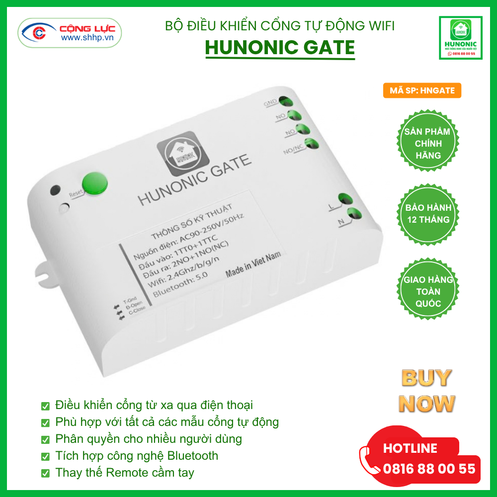 Bộ Điều Khiển Cổng Tự Động Wifi Hunonic GATE