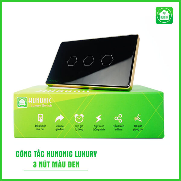 Công tắc Hunonic Luxury 3 nút hình chữ nhật