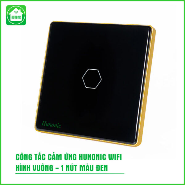 Công tắc Hunonic Luxury 1 nút hình vuông màu đen