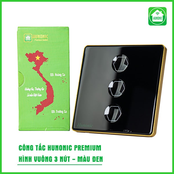 Công tắc Hunonic Premium 3 nút hình vuông