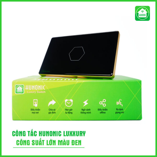 Công tắc Hunonic Luxury CSL hình chữ nhật màu đen