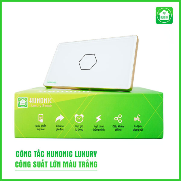Công tắc Hunonic Luxury CSL hình chữ nhật màu trắng