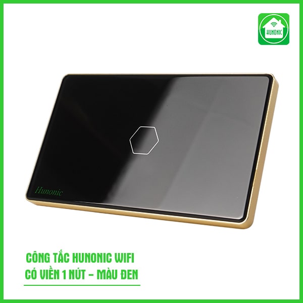 Công tắc Hunonic Wifi 1 nút hình chữ nhật màu đen