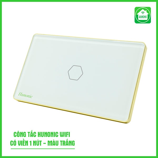 Công tắc Hunonic Wifi 1 nút hình chữ nhật màu trắng