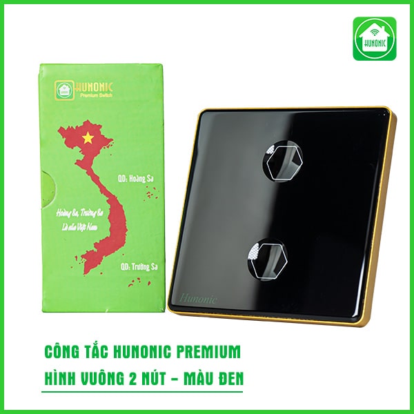 Công tắc Hunonic Premium 2 nút hình vuông