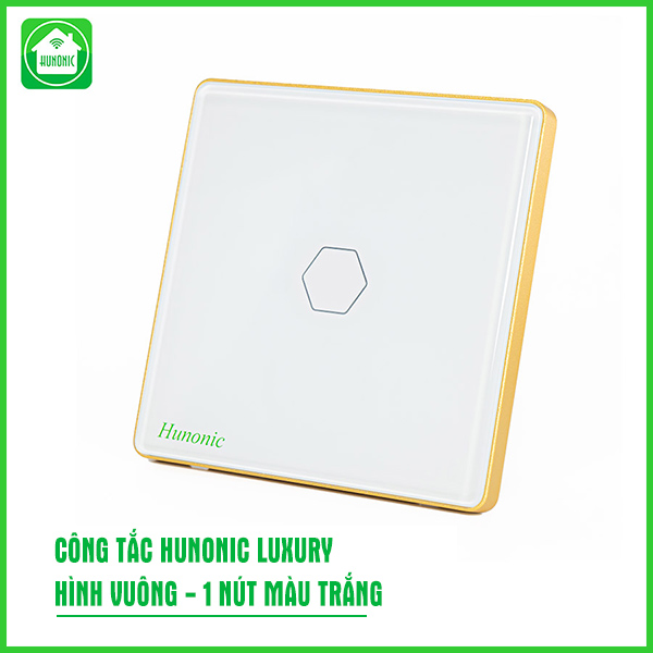 Công tắc Hunonic Luxury 1 nút hình vuông màu trắng