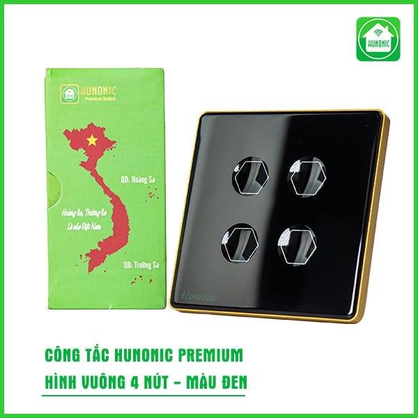 Công tắc Hunonic Premium 4 nút hình vuông