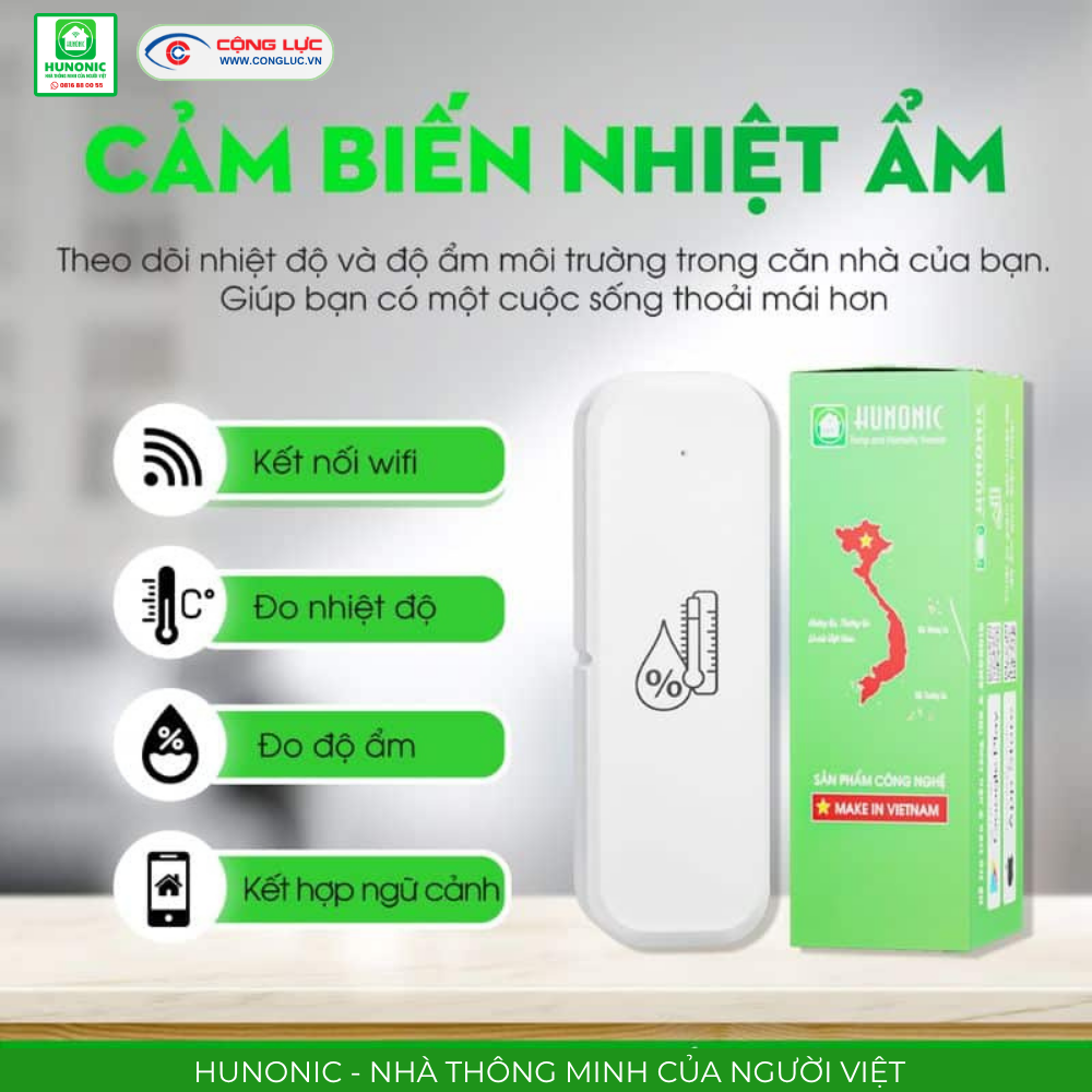 Bán cảm biến nhiệt độ và độ ẩm wifi Hunonic tại Hải Phòng