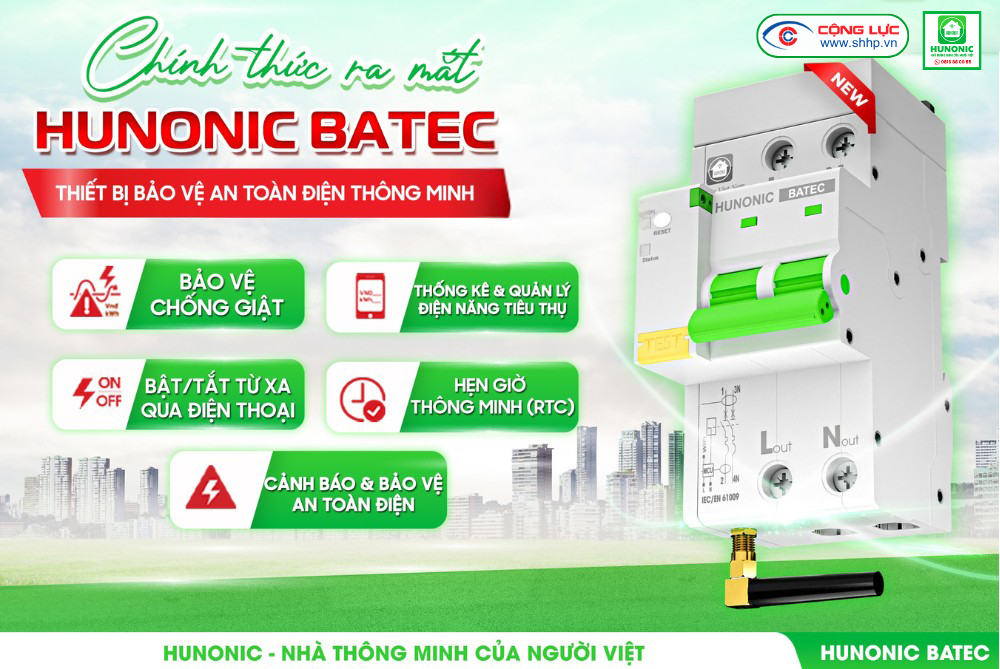Aptomat chống giật thông minh Hunonic Batec