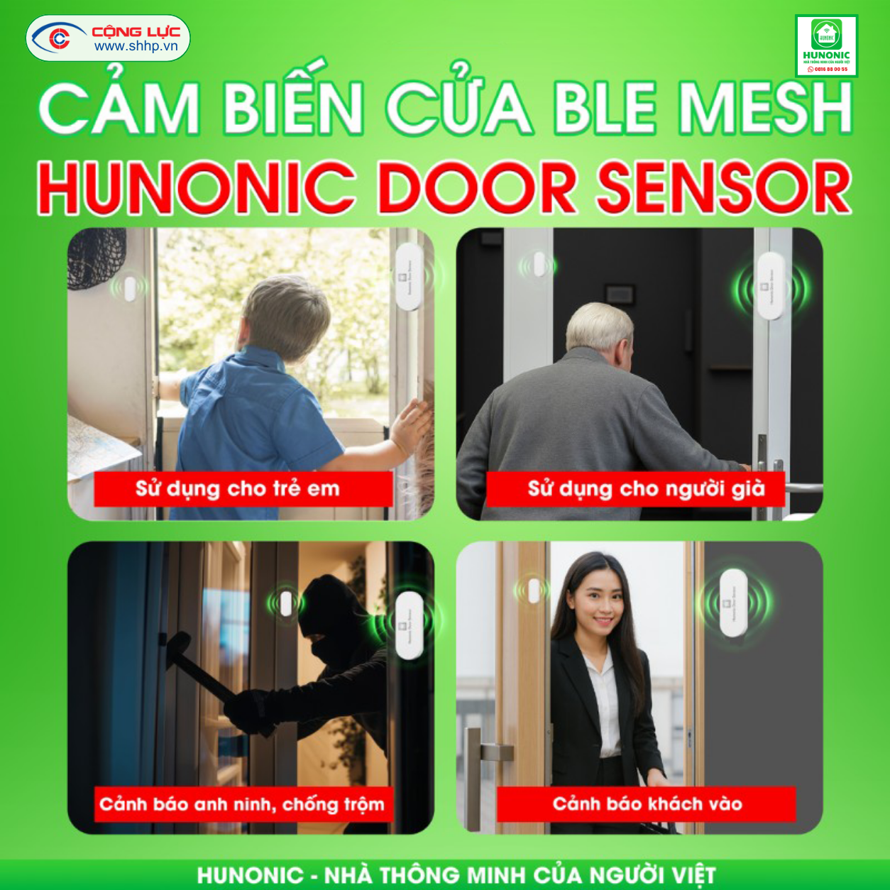 Cộng Lực bán bộ cảm biến cửa BLE Hunonic Door Sensor tại Hải Phòng