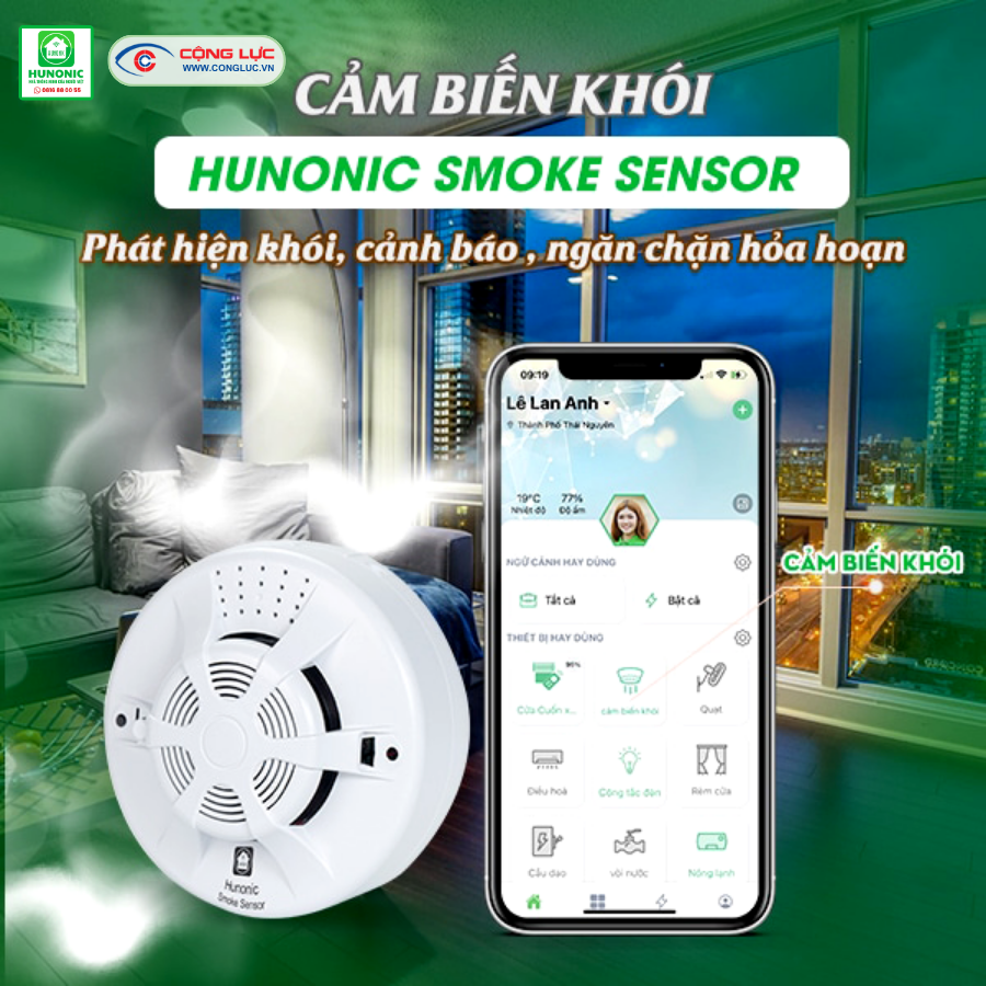 Bộ cảm biến khói BLE Hunonic giá rẻ tại Hải Phòng