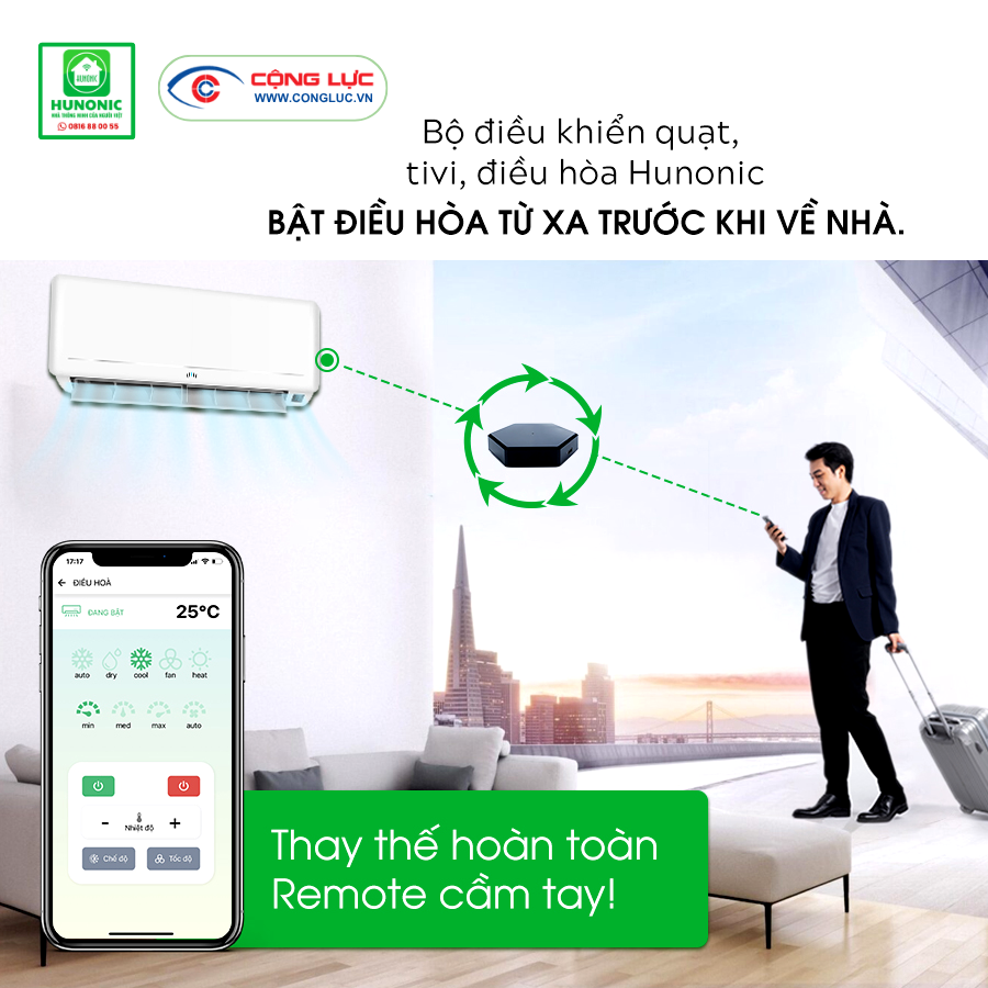 Bộ điều khiển quạt, tivi, điều hòa Hunonic chính hãng, giá tốt tại Cộng Lực Hải Phòng