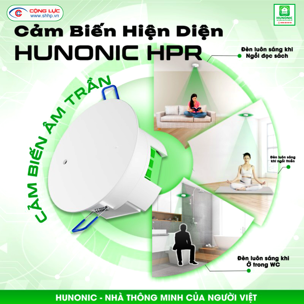 Cộng Lực bán cảm biến hiện diện wifi âm trần Hunonic tại hải Phòng