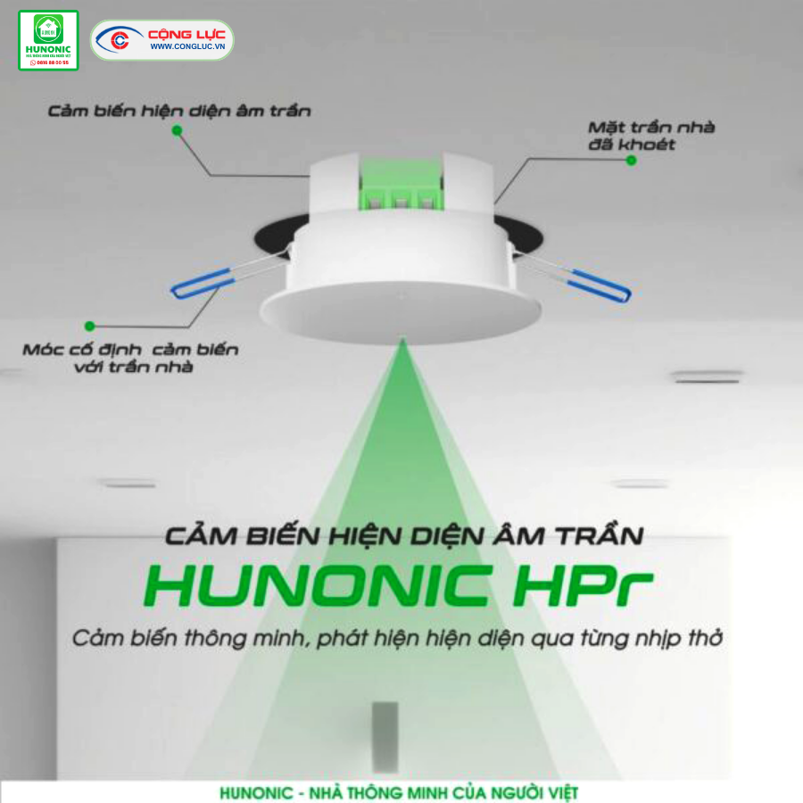 Lắp cảm biến hiện diện wifi âm trần Hunonic ở Hải Phòng