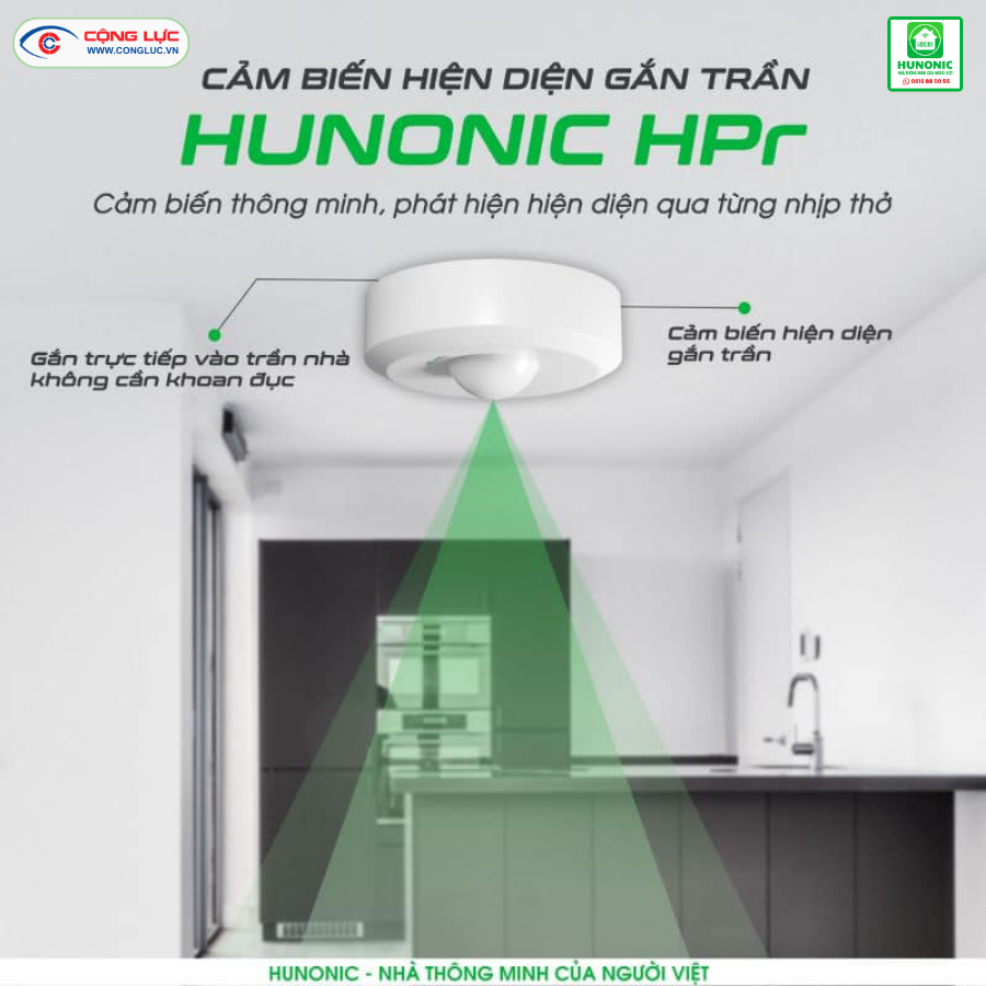 Cảm biến hiện diện wifi ốp trần Hunonic HPR giá tốt tại Cộng Lực