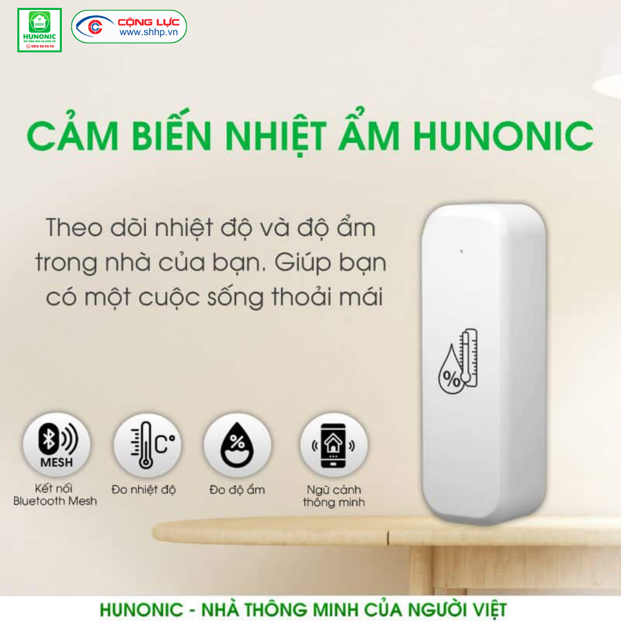 Bán cảm biến nhiệt độ và độ ẩm BLE Hunonic Hải Phòng