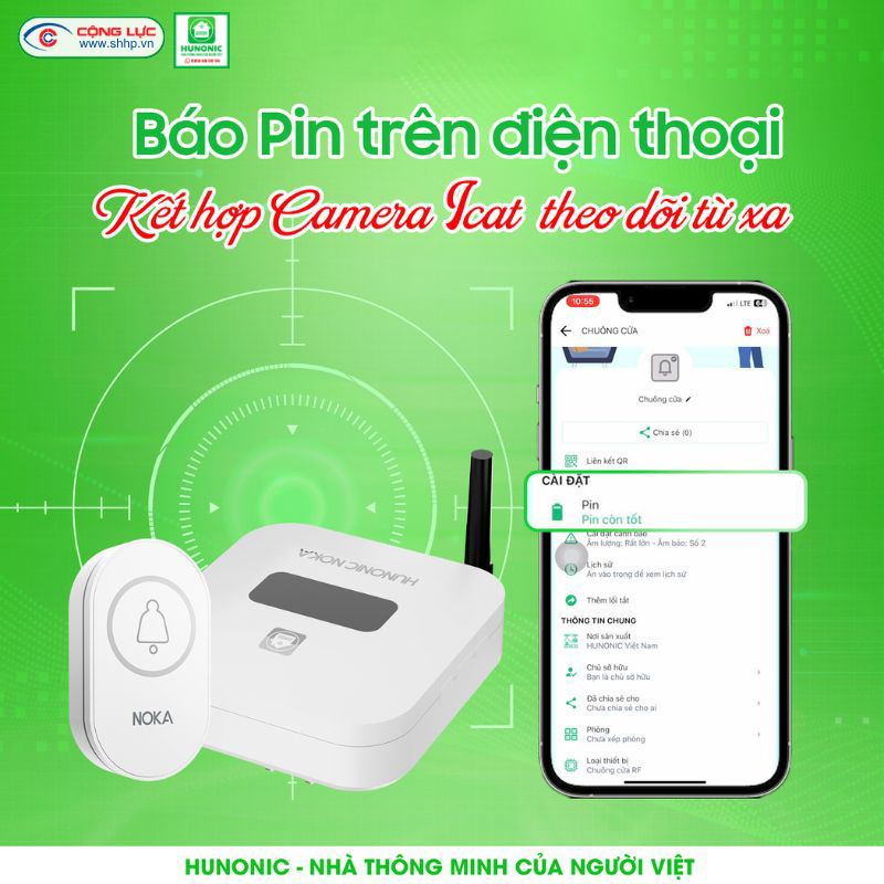 Chuông Hunonic Noka báo Pin tiện lợi ngay trên điện thoại