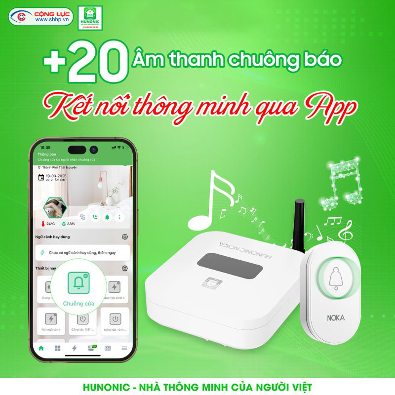 Chuông HUnonic Noka có hơn 20 kiểu chuông lựa chọn