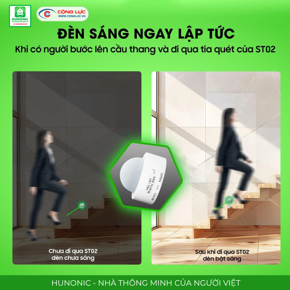 Bán cảm biến cầu thang Hunonic ST02 Wifi ở Hải Phòng