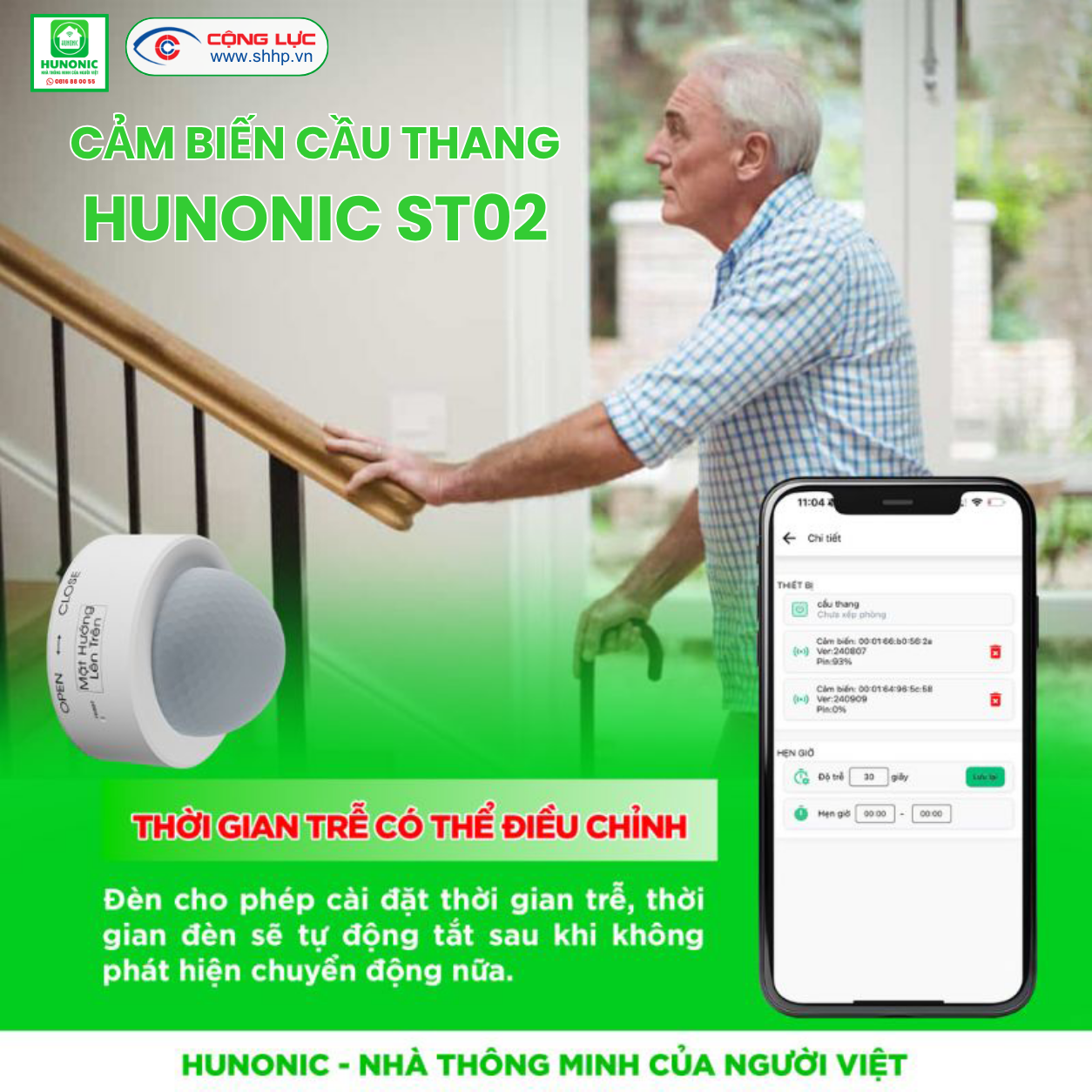 Cảm Biến Cầu Thang Hunonic ST02 WiFi
