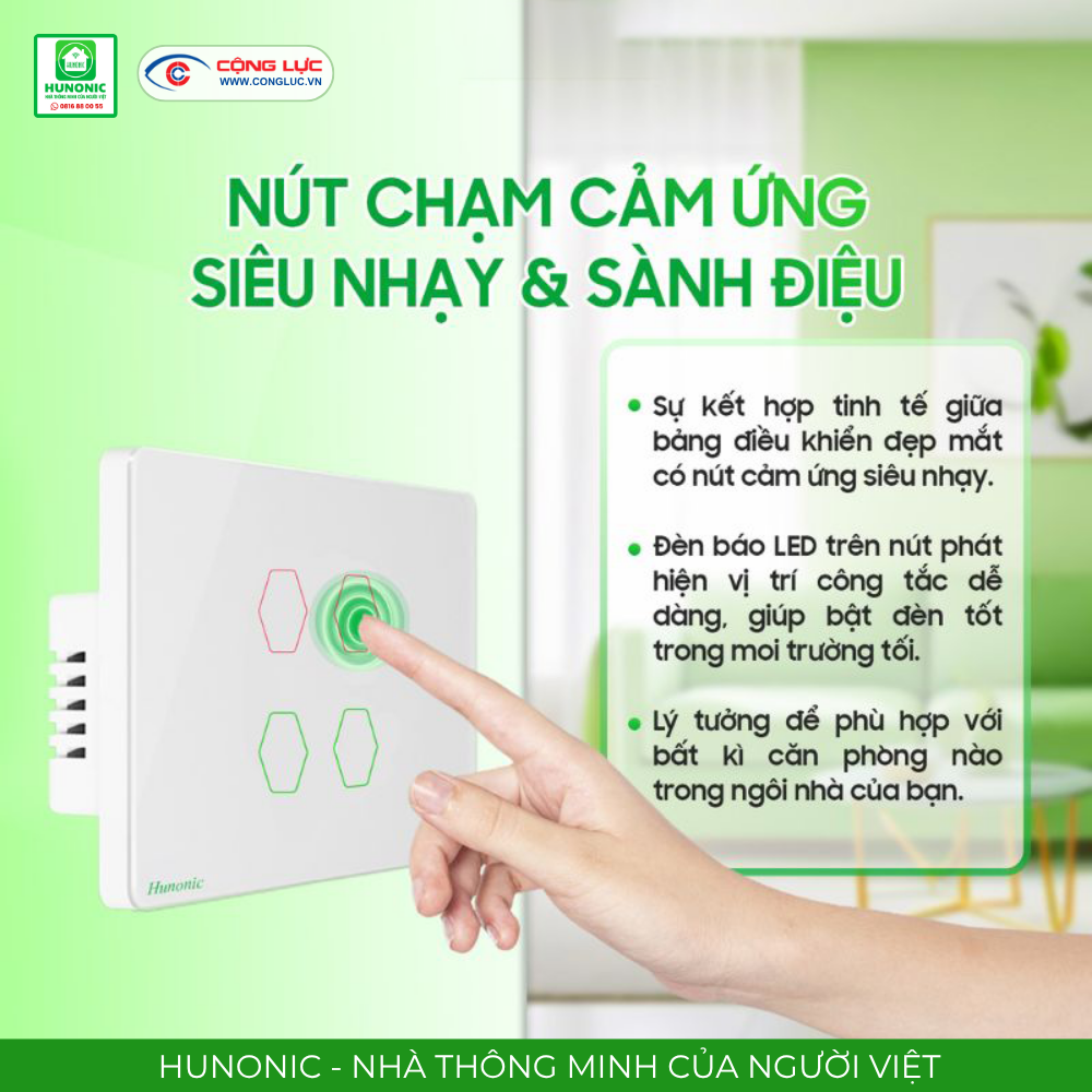 Bán công tắc cảm ứng BLE Hunonic Datic chính hãng tại Hải Phòng