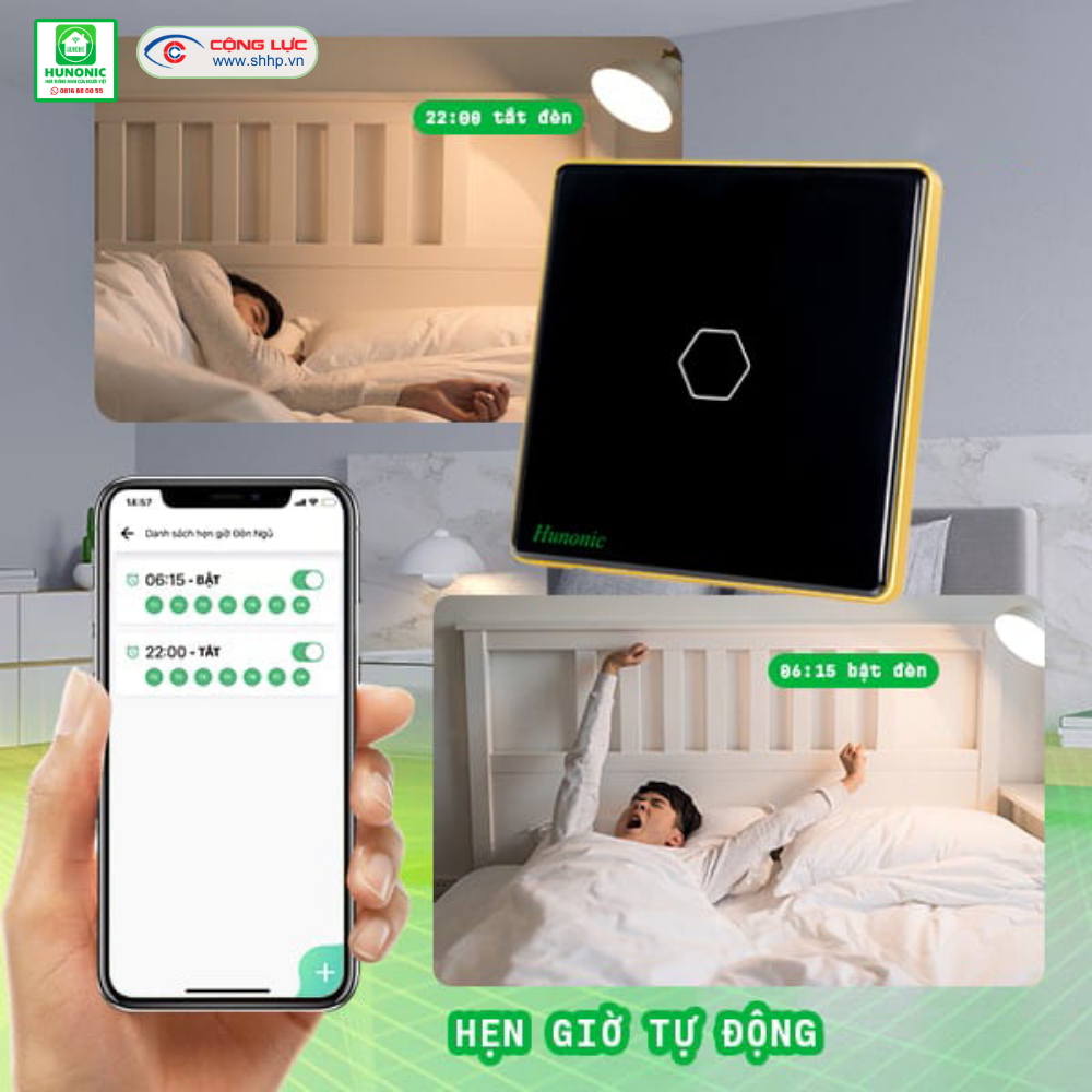 Lắp công tắc cảm ứng ble Hunonic Luxury hình vuông 2 nút tại Hải Phòng
