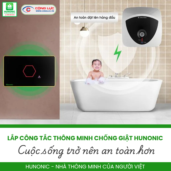 Bán công tắc cảm ứng chống giật Hunonic cho phòng tắm tại Hải Phòng