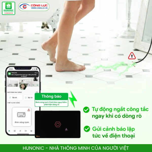 Cộng Lực bán công tắc cảm ứng wifi Hunonic Datic CSL chống giật tại Hải Phòng