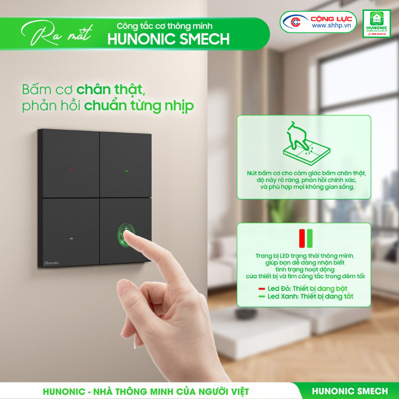 Bán công tắc cơ BLE Hunonic Smech 2 nút tại Hải Phòng
