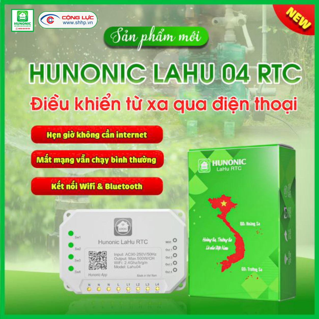 Công tắc wifi Hunonic Lahu 4 kênh RTC 