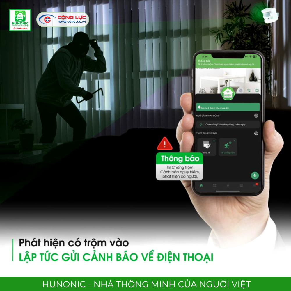 Bán thiết bị báo khách và chống trộm wifi Hunonic về điện thoại