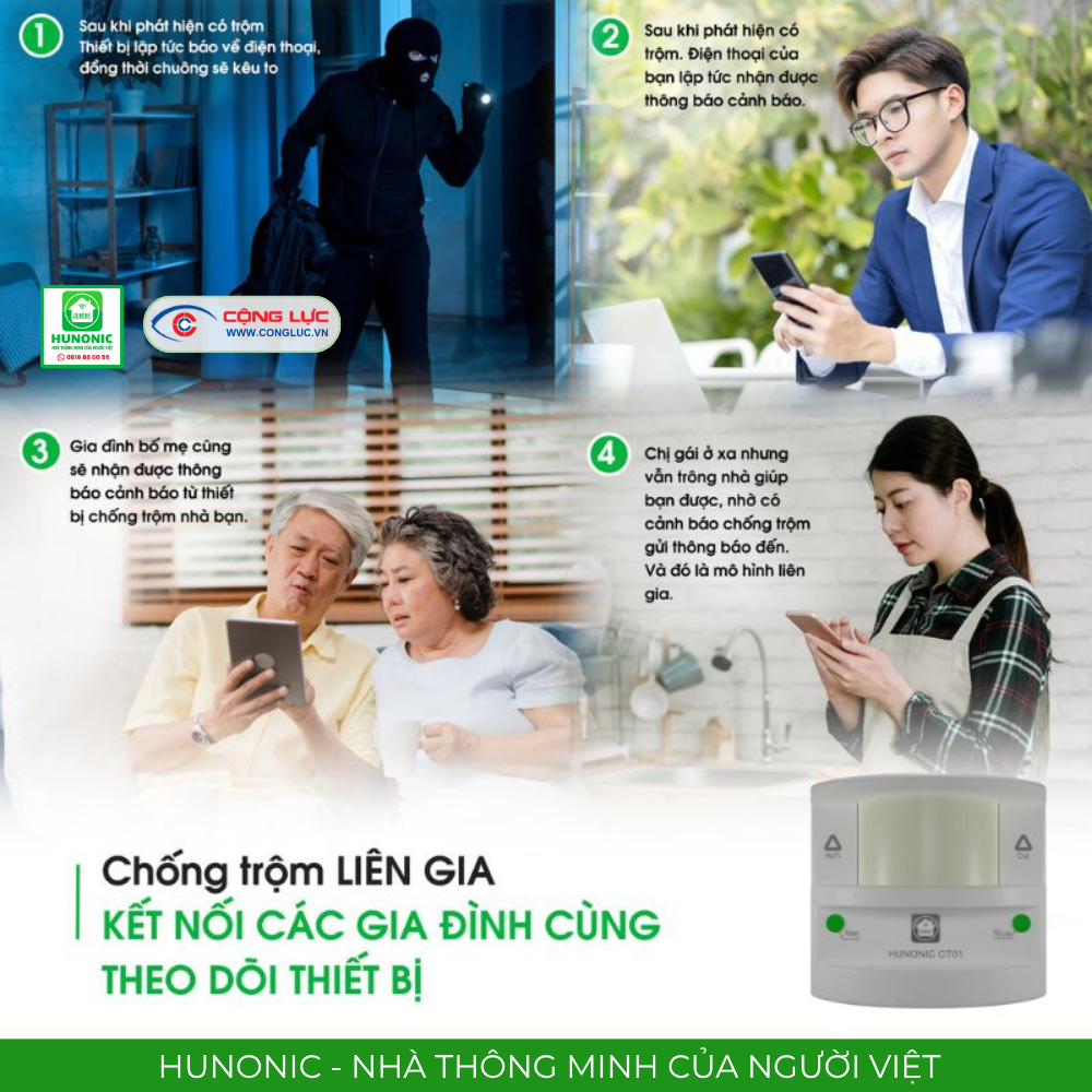 Thiết bị chống trộm CT01 liên gia kết nối các gia đình cùng theo dõi thiết bị