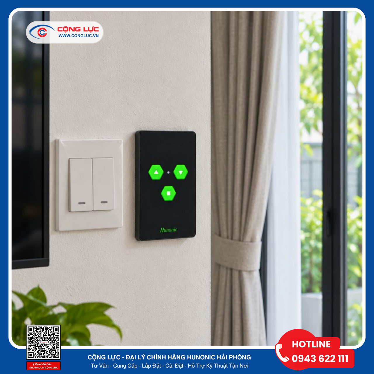 Lắp công tắc cửa cuốn Hunonic datic HNdoorc ở Hải Phòng