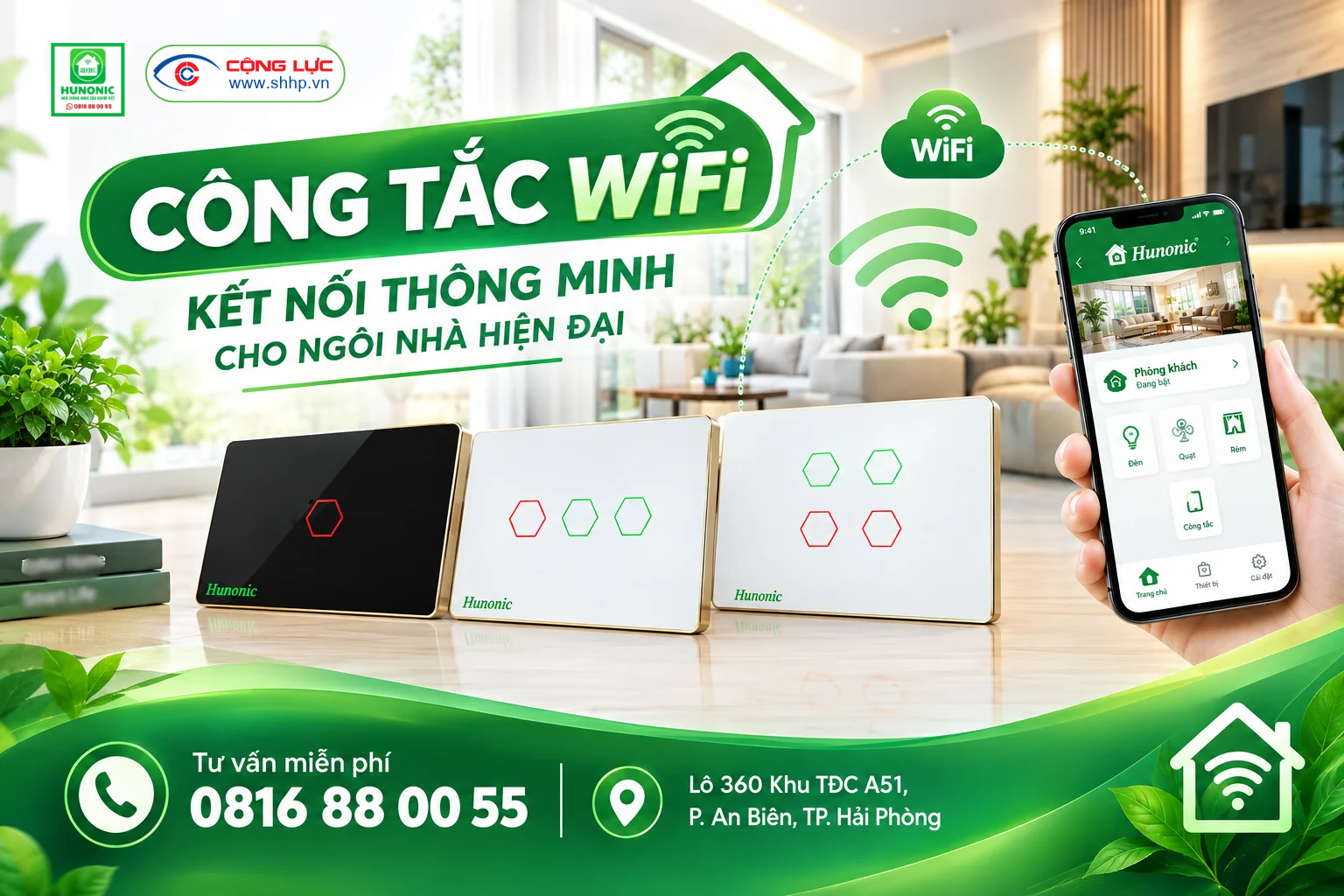 Công tắc cảm ứng wifi Hunonic