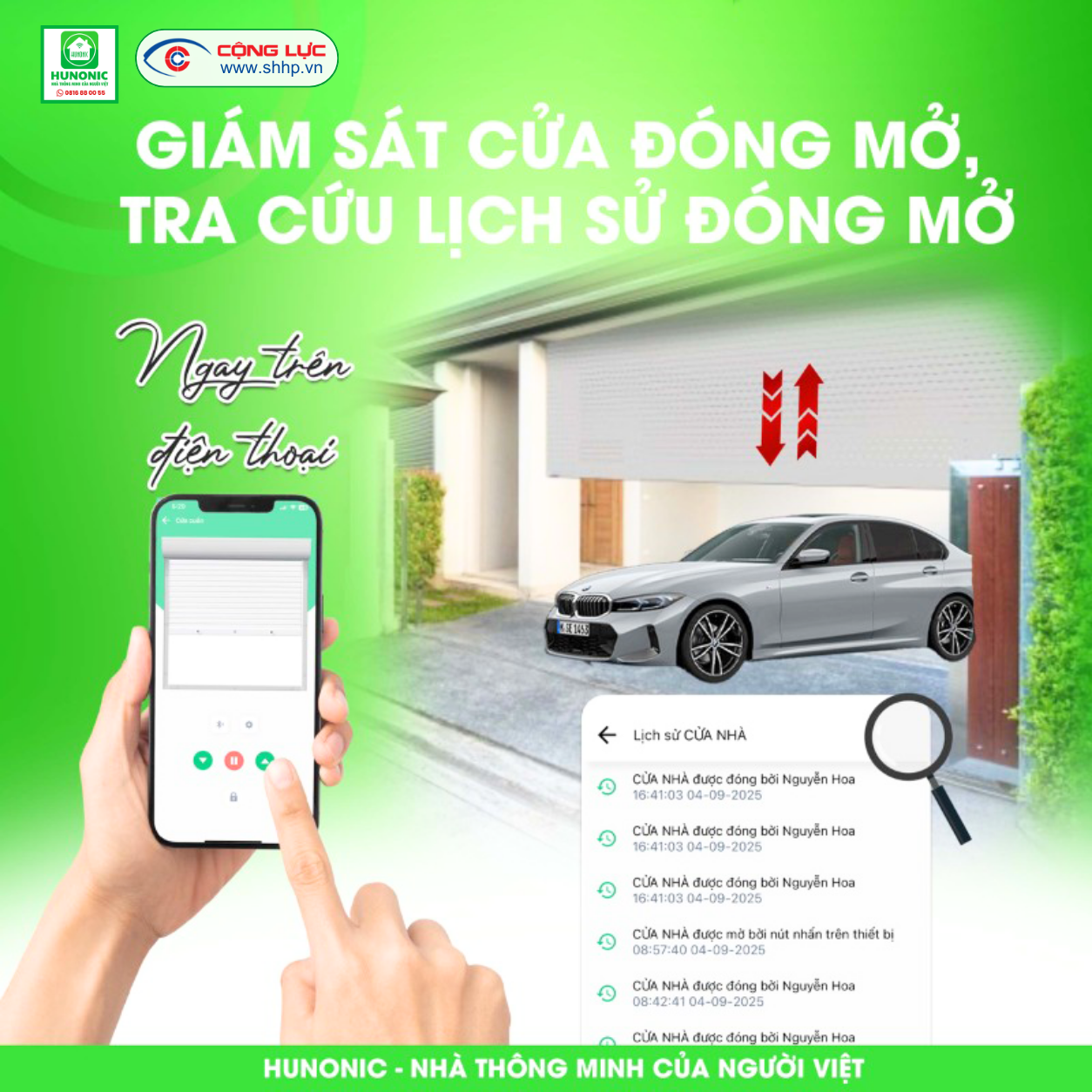 Công tắc Cửa Cuốn BLE Mesh Hunonic Door M màu đen