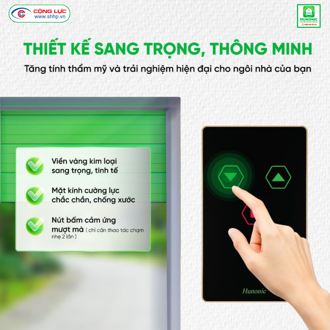 Công tắc cửa cuốn wifi Hunonic Door S