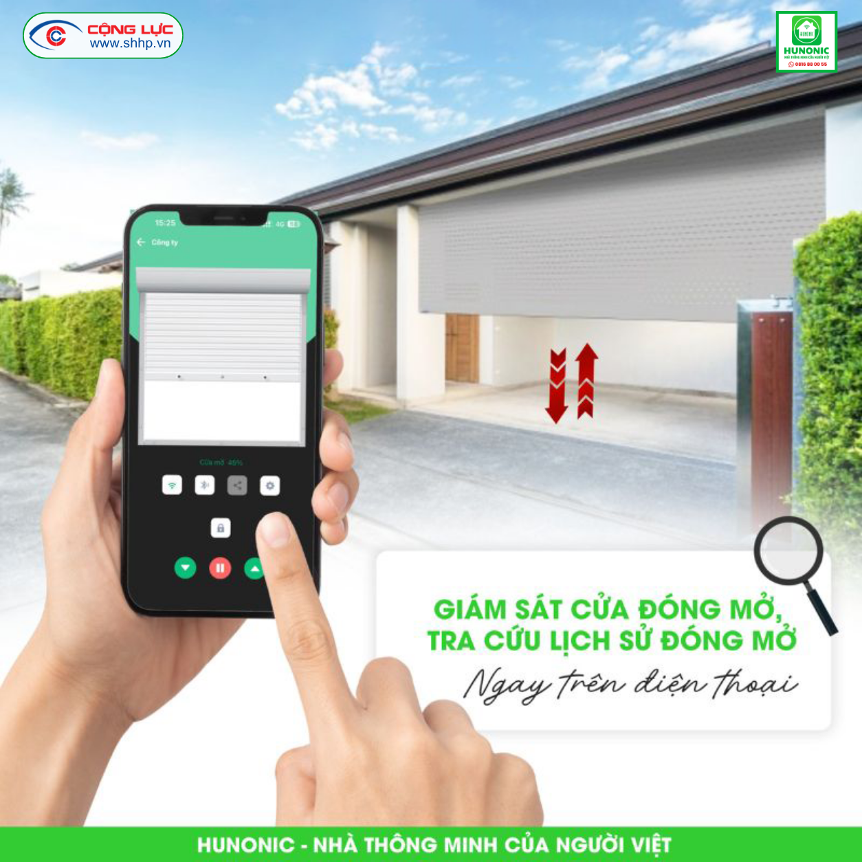 công tắc cửa cuốn wifi Hunonic Door S 