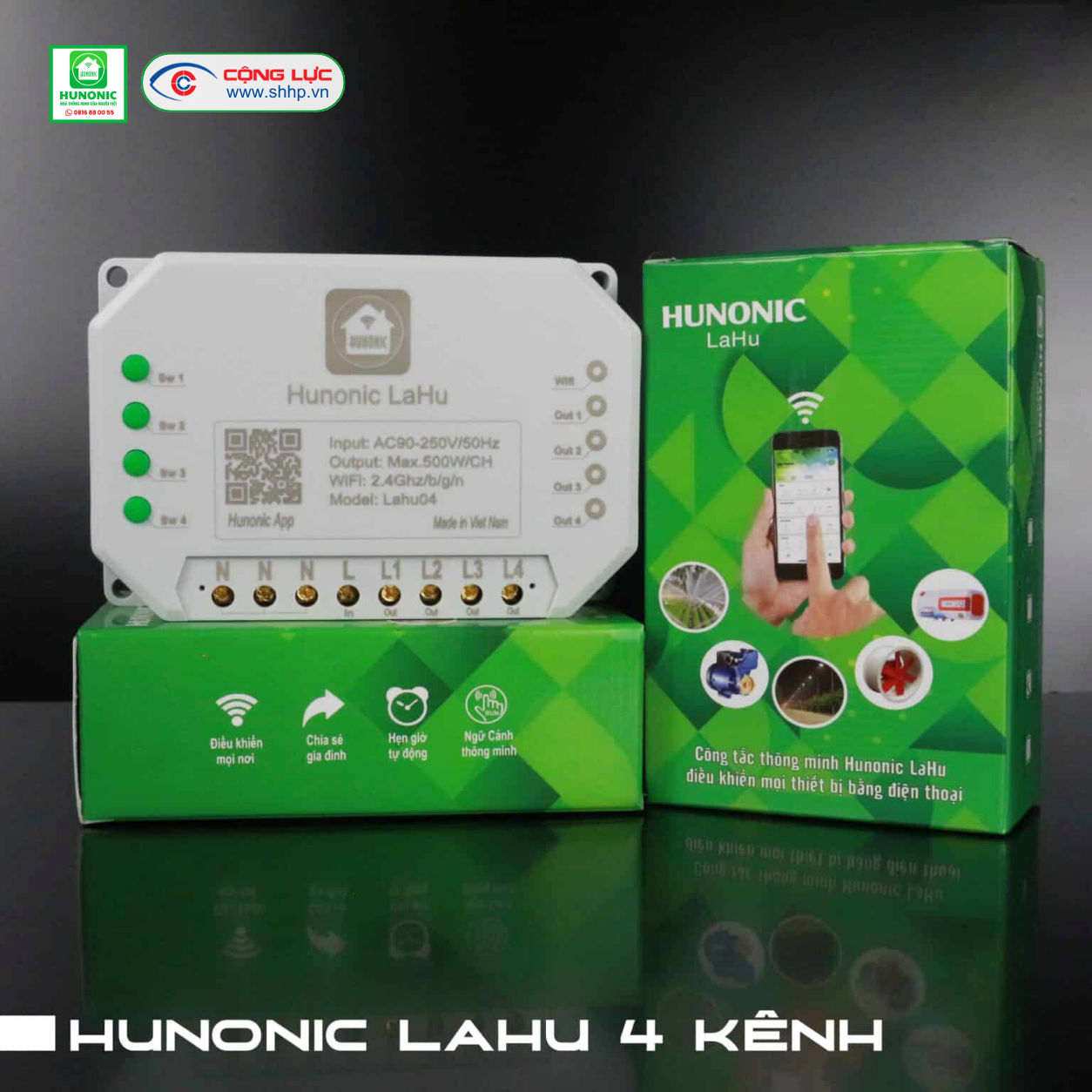 Công tắc thông minh Hunonic lahu 4 kênh