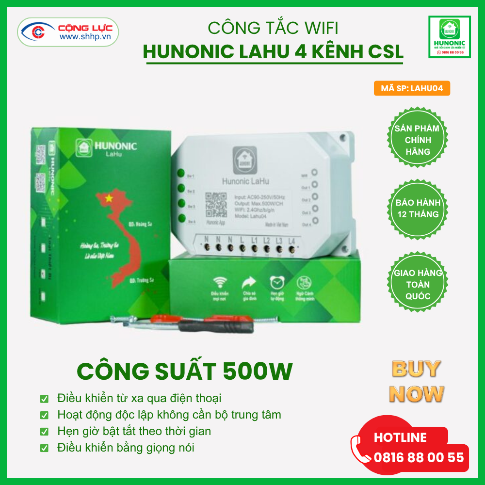 Công tắc thông minh Hunonic lahu 4 kênh