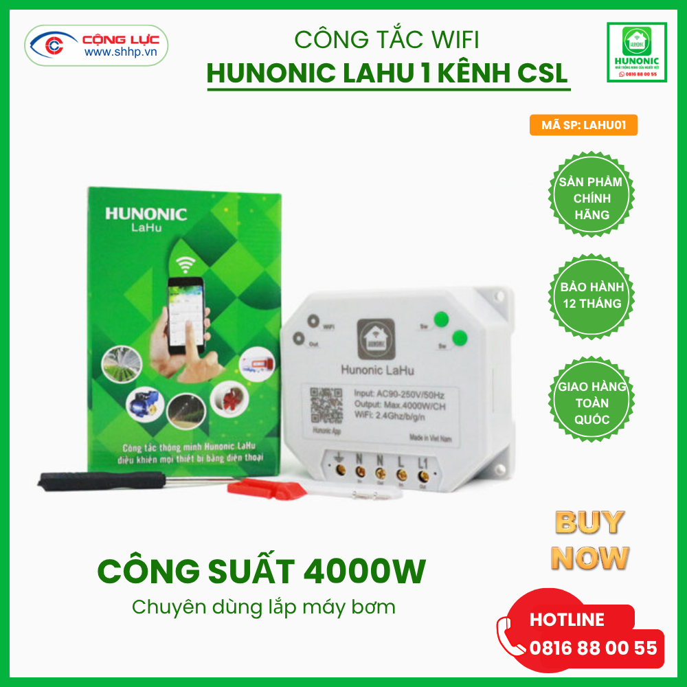 công tắc thông minh Hunonic Lahu CSL 1 kênh