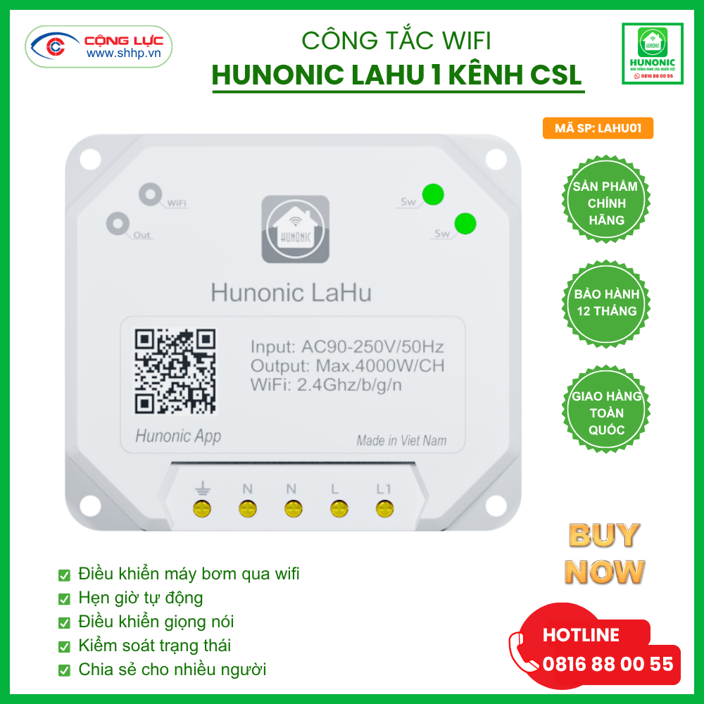 công tắc thông minh hunonic lahu csl 1 kênh