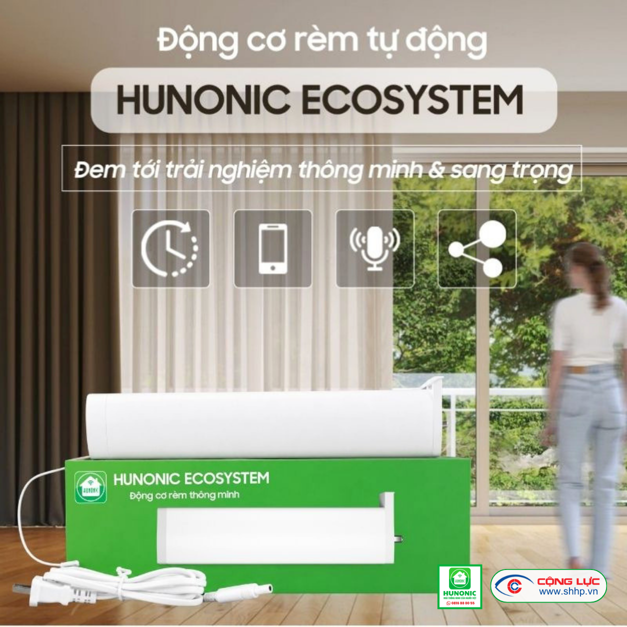 động cơ rèm tự động Hunonic
