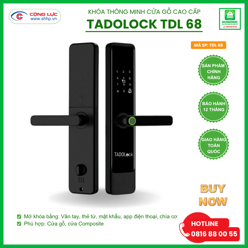 Khóa thông minh cửa gỗ Hunonic TADOLOCK TDL68